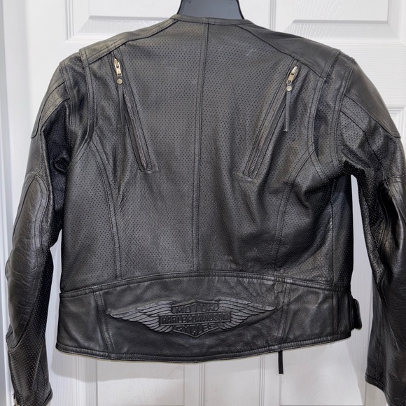 Harley Davidson Women's Small, Vented, Padded, Perforated Leather Jacket - Picture 13 of 14